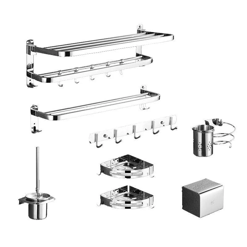 Polished Chrome Bath Hardware Set in Stainless Steel with Bath Shelf/Robe Hooks/Towel Bar -Bathlova