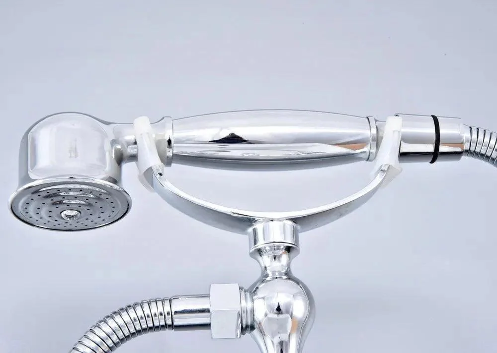 Polished Chrome Deck Mounted Tub Tap Dual Handles Telephone Style -Bathlova