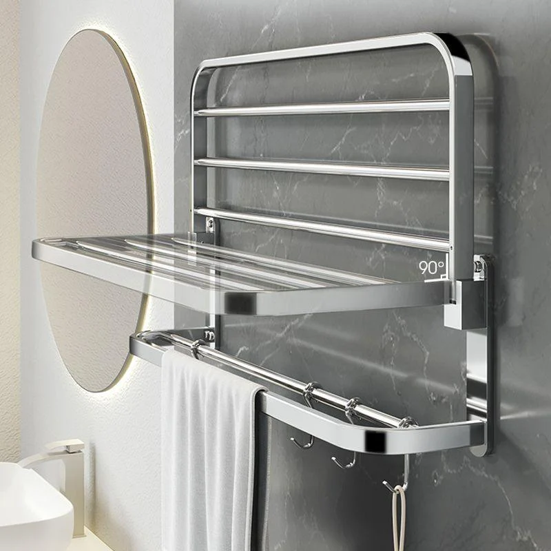 Polished Chrome Modern Bathroom Accessory Set in Stainless with Bath Shelf/Towel Bar -Bathlova