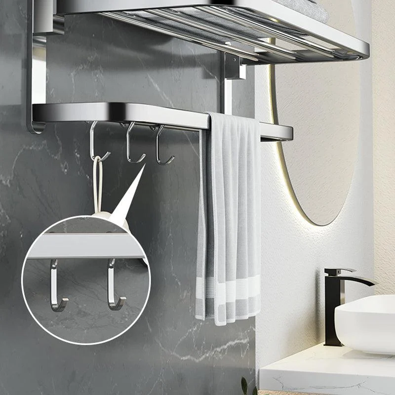 Polished Chrome Modern Bathroom Accessory Set in Stainless with Bath Shelf/Towel Bar -Bathlova