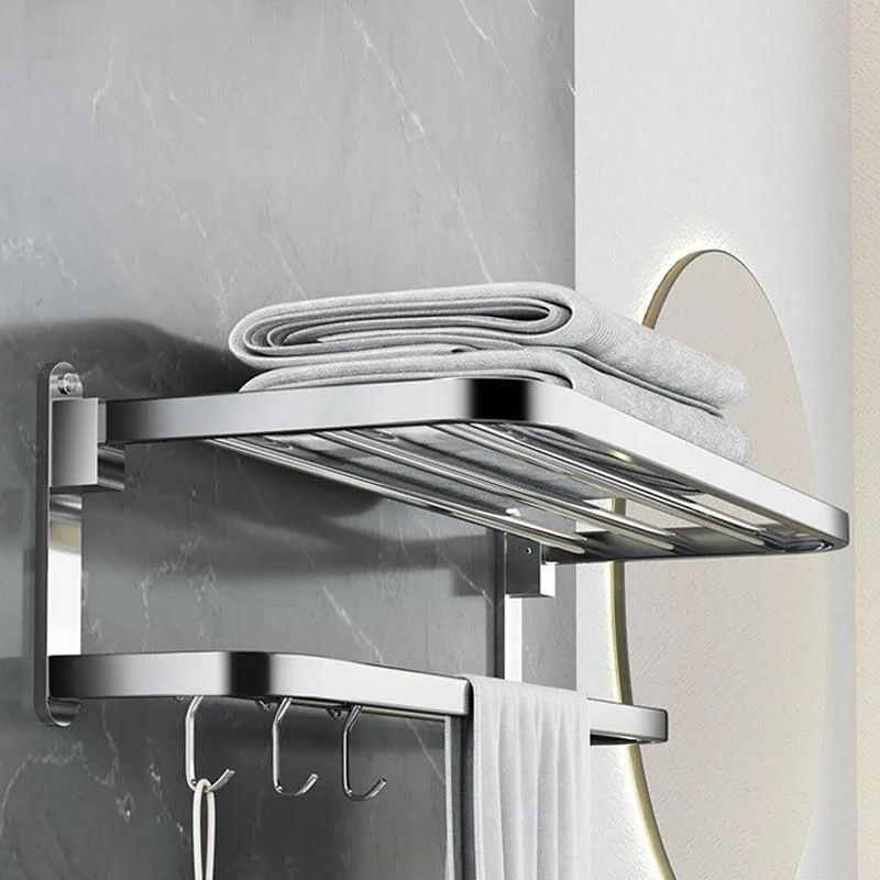 Polished Chrome Modern Bathroom Accessory Set in Stainless with Bath Shelf/Towel Bar -Bathlova