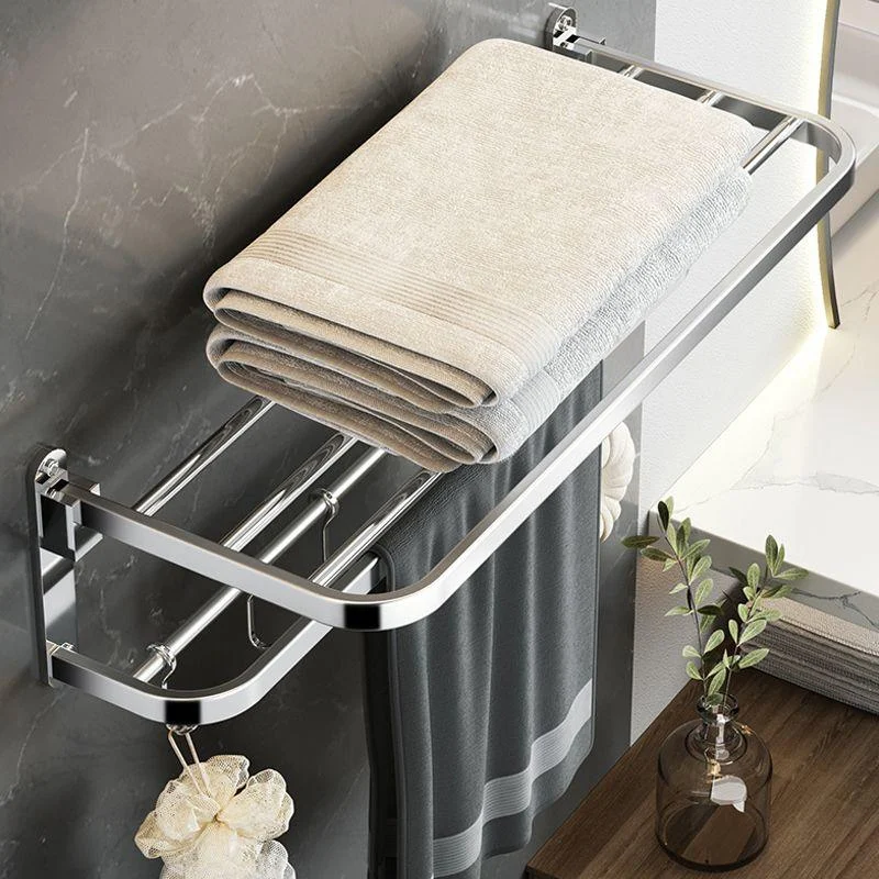 Polished Chrome Modern Bathroom Accessory Set in Stainless with Bath Shelf/Towel Bar -Bathlova