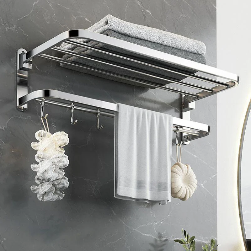 Polished Chrome Modern Bathroom Accessory Set in Stainless with Bath Shelf/Towel Bar -Bathlova