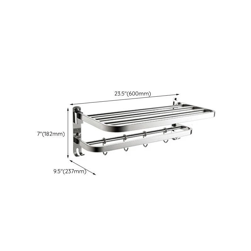 Polished Chrome Modern Bathroom Accessory Set in Stainless with Bath Shelf/Towel Bar -Bathlova