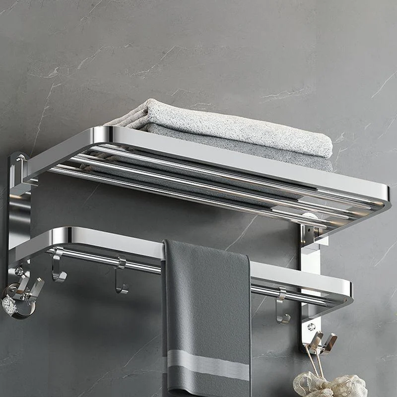 Polished Chrome Modern Bathroom Accessory Set in Stainless with Bath Shelf/Towel Bar -Bathlova