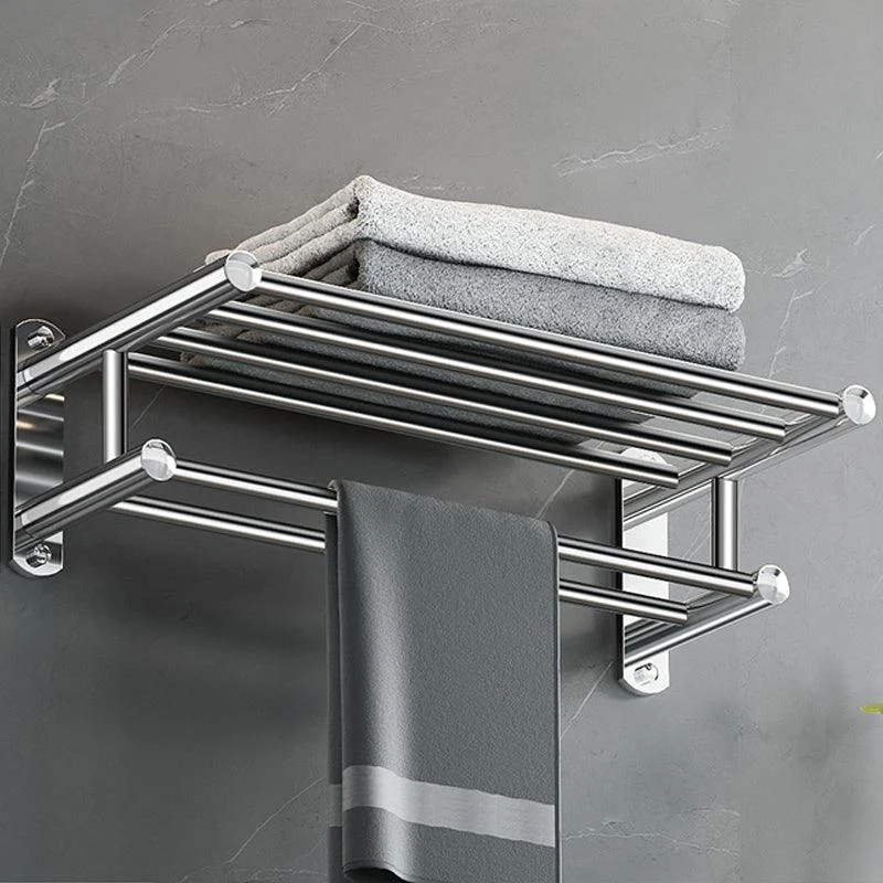 Polished Chrome Modern Bathroom Accessory Set in Stainless with Bath Shelf/Towel Bar -Bathlova