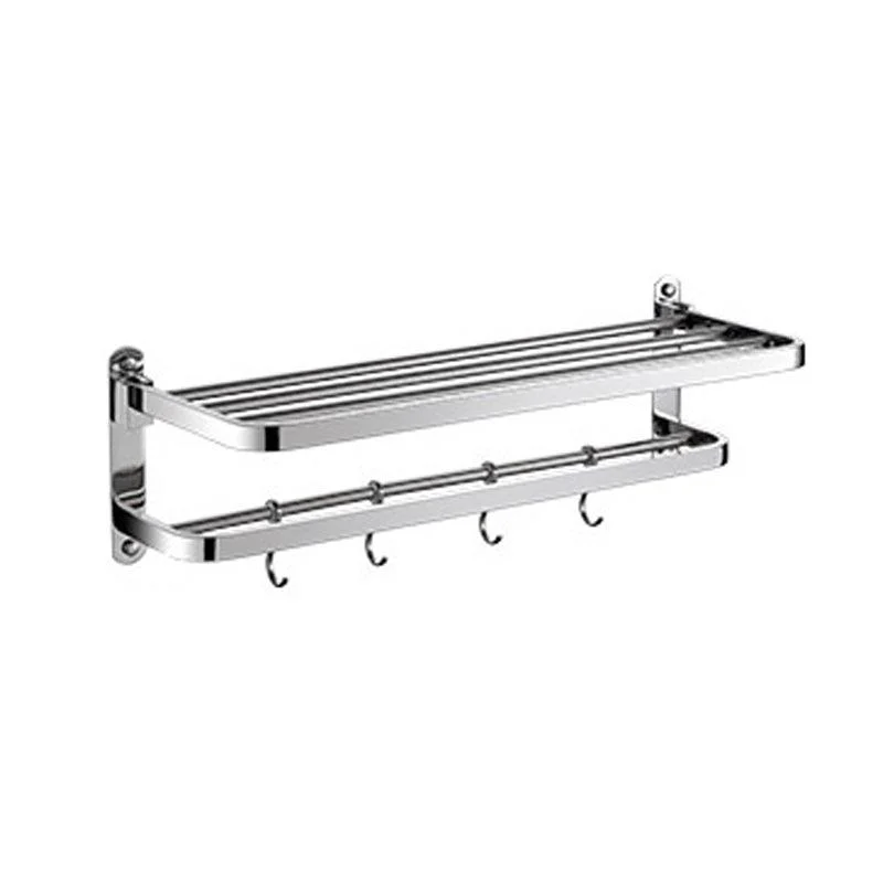 Polished Chrome Modern Bathroom Accessory Set in Stainless with Bath Shelf/Towel Bar -Bathlova