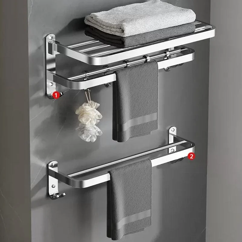 Polished Chrome Modern Bathroom Accessory Set in Stainless with Bath Shelf/Towel Bar -Bathlova