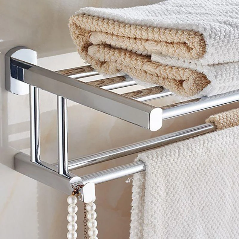 Polished Chrome Modern Bathroom Accessory Set Silver Towel Bar/Bath Shelf -Bathlova