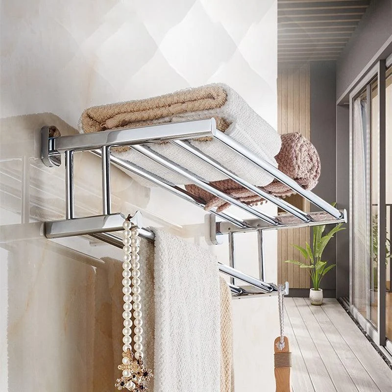 Polished Chrome Modern Bathroom Accessory Set Silver Towel Bar/Bath Shelf -Bathlova