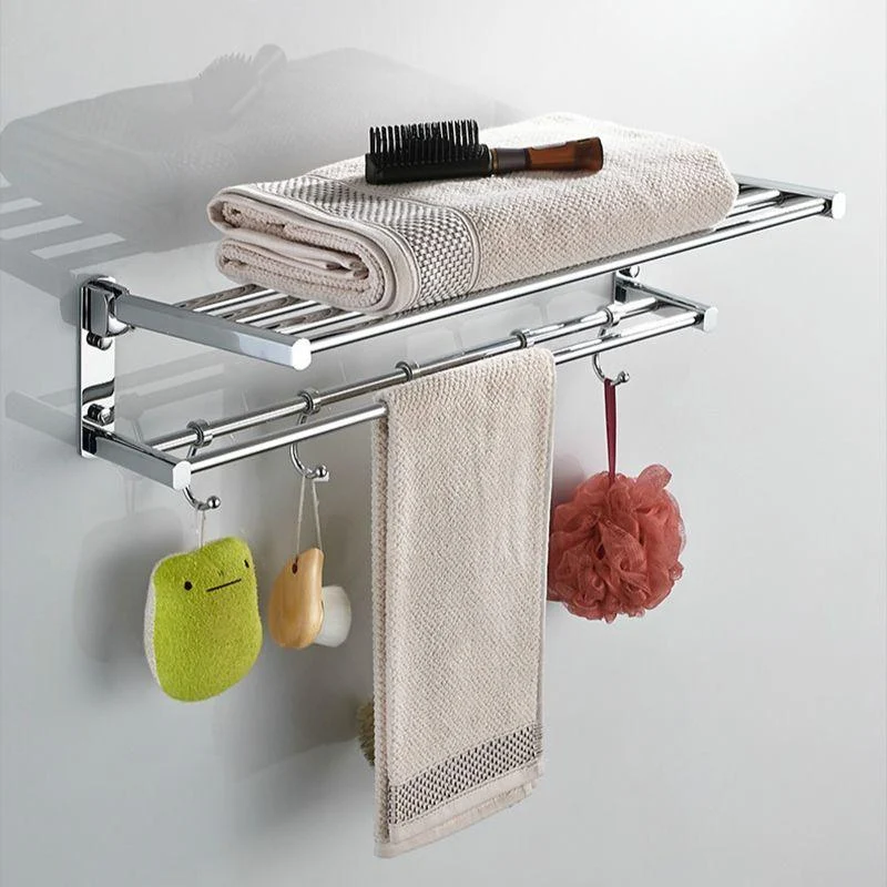 Polished Chrome Modern Bathroom Accessory Set Silver Towel Bar/Bath Shelf -Bathlova