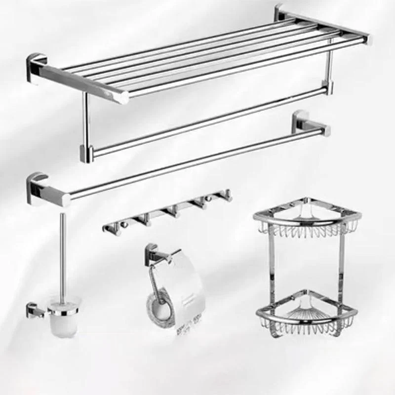 Polished Chrome Modern Bathroom Accessory Set Silver Towel Bar/Bath Shelf -Bathlova