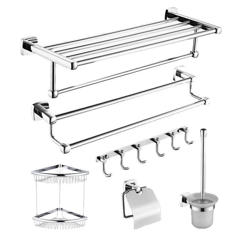 Polished Chrome Modernism Bathroom Accessory Set Bath Shelf/ Towel Bar/Robe Hooks Included -Bathlova