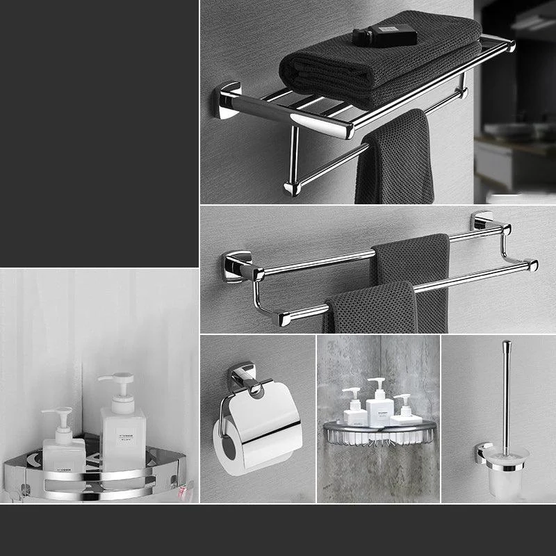 Polished Chrome Modernism Bathroom Accessory Set Bath Shelf/ Towel Bar/Robe Hooks Included -Bathlova