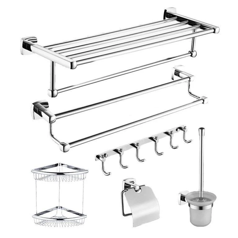 Polished Chrome Modernism Bathroom Accessory Set Bath Shelf/ Towel Bar/Robe Hooks Included -Bathlova