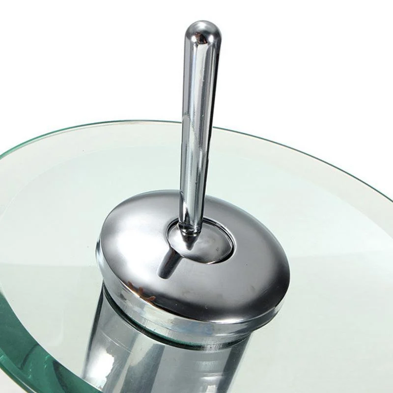 Polished Glass Round Waterfall Basin Sink Mixer Tap Tap -Bathlova