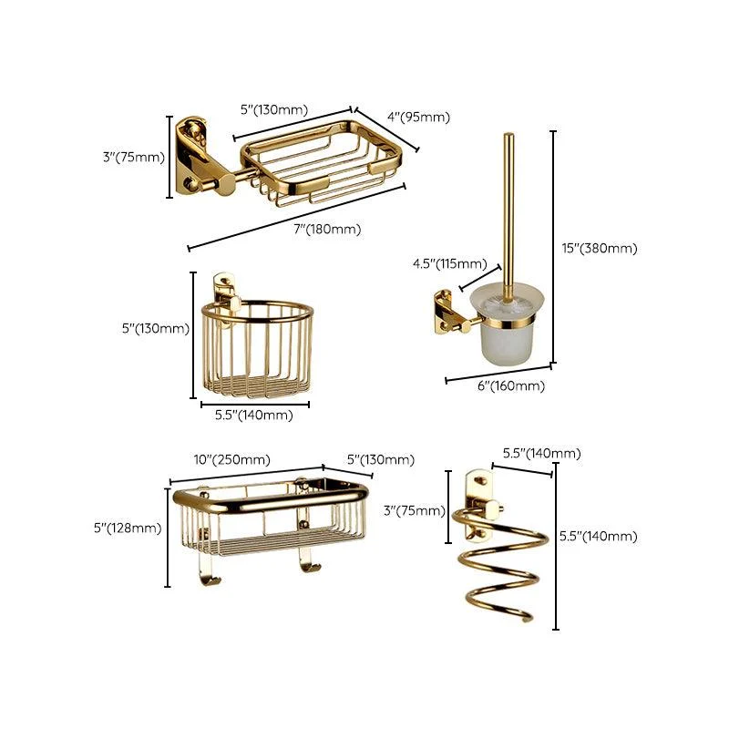 Polished Gold 4 Piece Bathroom Accessory Set Brass Bathroom Hardware -Bathlova