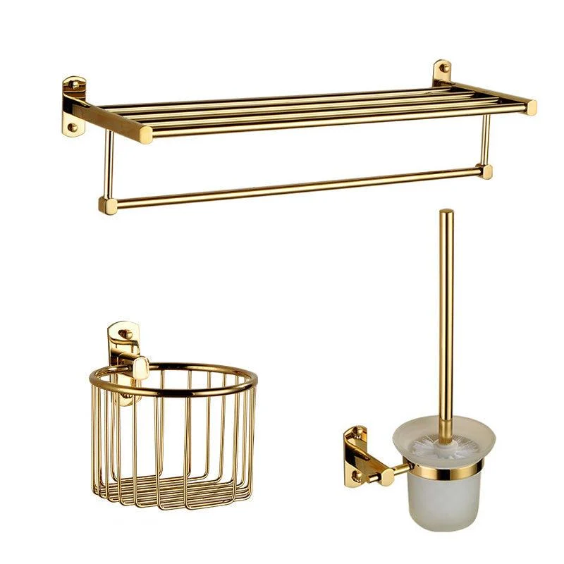 Polished Gold 4 Piece Bathroom Accessory Set Brass Bathroom Hardware -Bathlova