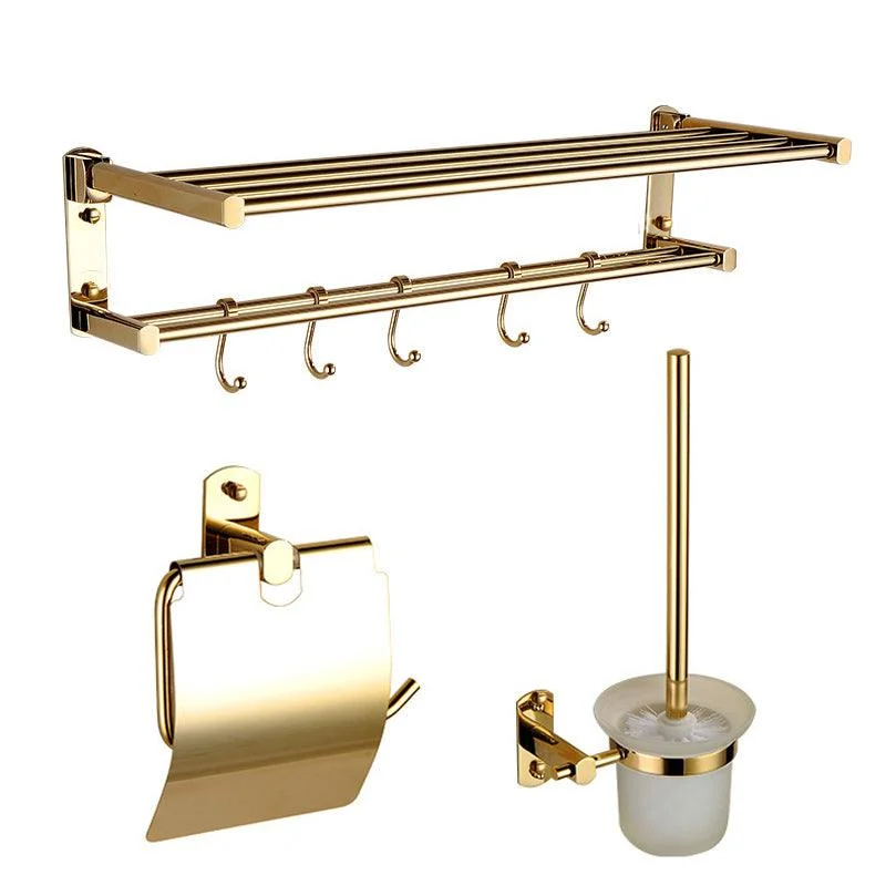 Polished Gold 4 Piece Bathroom Accessory Set Brass Bathroom Hardware -Bathlova