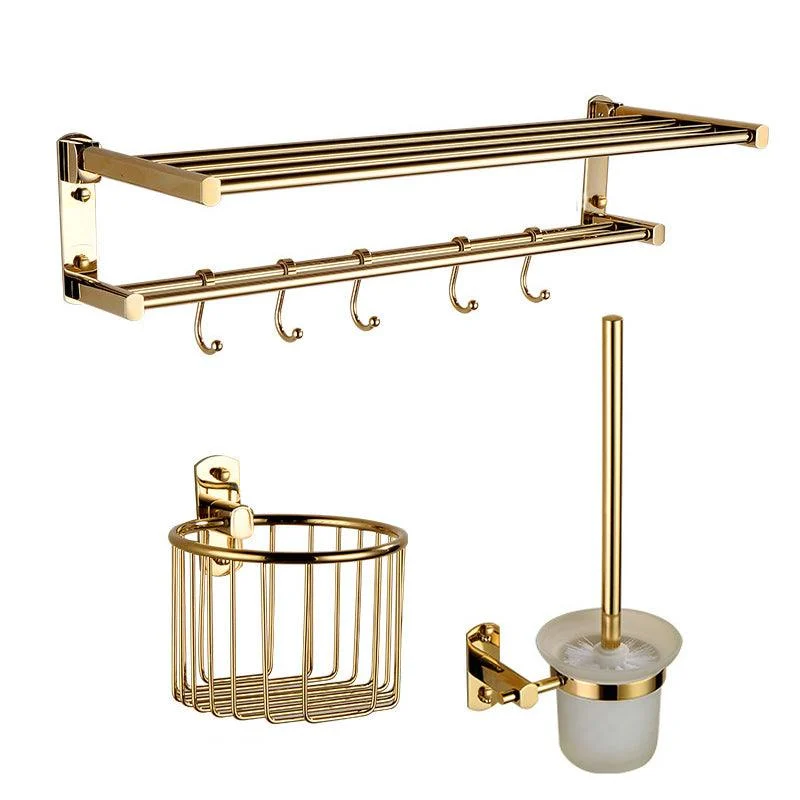 Polished Gold 4 Piece Bathroom Accessory Set Brass Bathroom Hardware -Bathlova