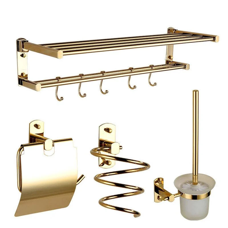 Polished Gold 4 Piece Bathroom Accessory Set Brass Bathroom Hardware -Bathlova