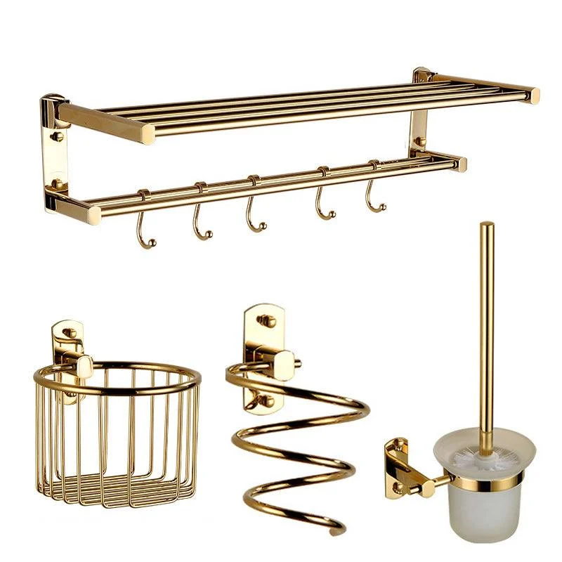 Polished Gold 4 Piece Bathroom Accessory Set Brass Bathroom Hardware -Bathlova