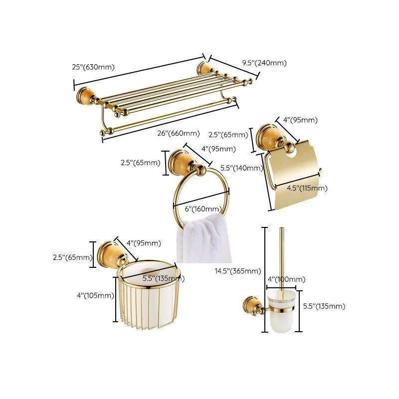 Polished Gold Bathroom Set Metal Bathroom Accessories Hardware Set -Bathlova