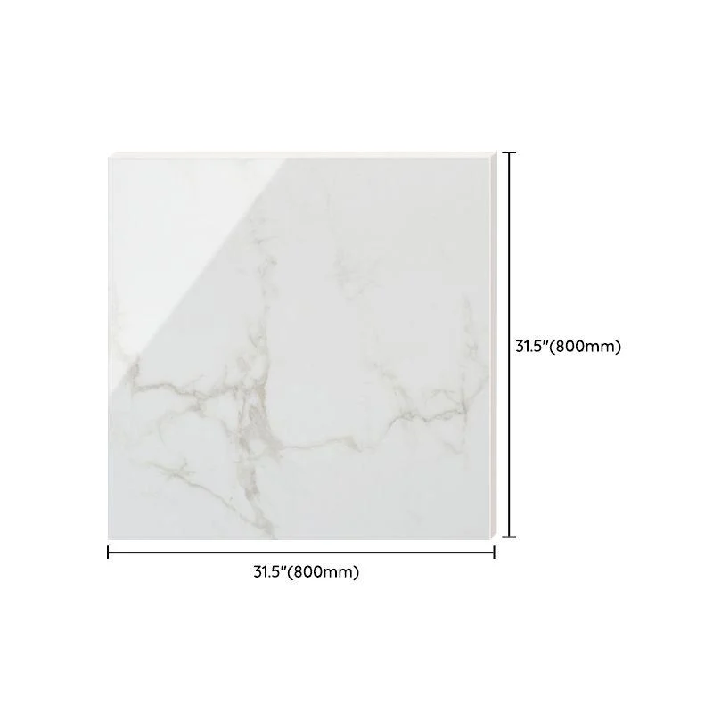 Popular Polished Porcelain Tile White Marble Patterned Square Wall Tile -Bathlova