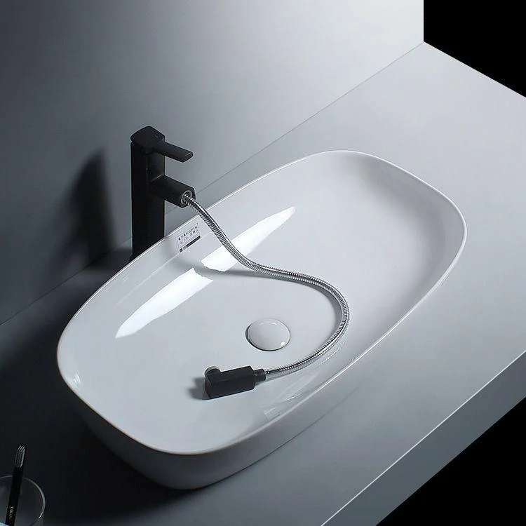 Porcelain Trough Sink Modern Simple Trough Bathroom Sink with Tap Included -Bathlova