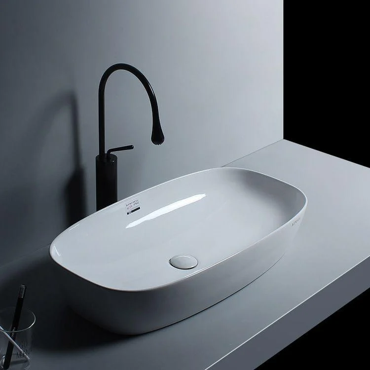 Porcelain Trough Sink Modern Simple Trough Bathroom Sink with Tap Included -Bathlova