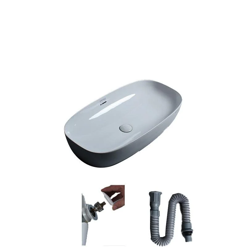 Porcelain Trough Sink Modern Simple Trough Bathroom Sink with Tap Included -Bathlova