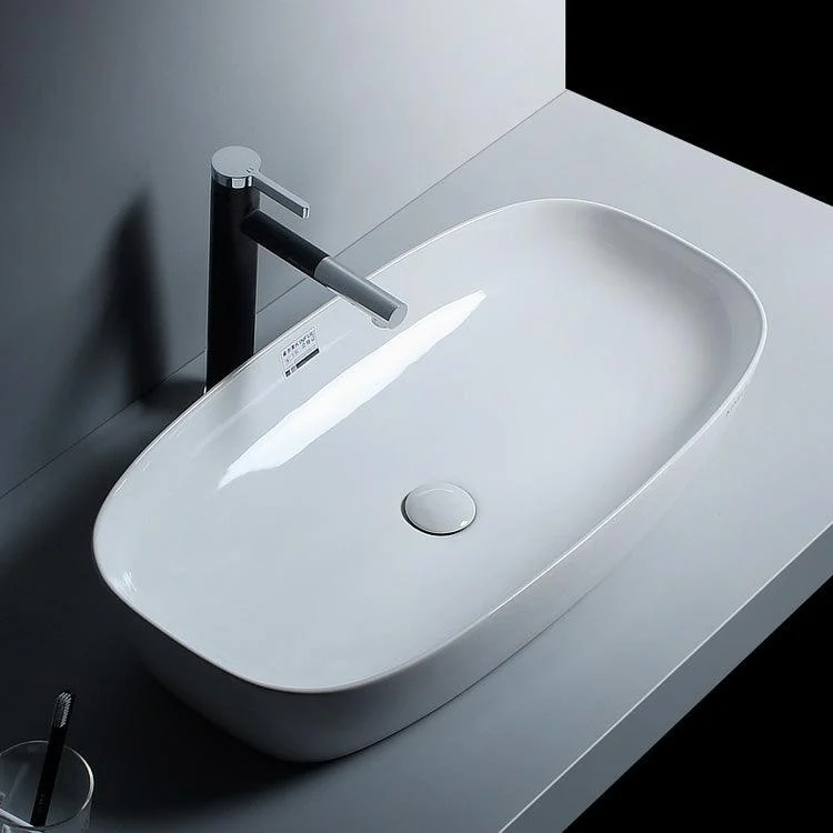 Porcelain Trough Sink Modern Simple Trough Bathroom Sink with Tap Included -Bathlova