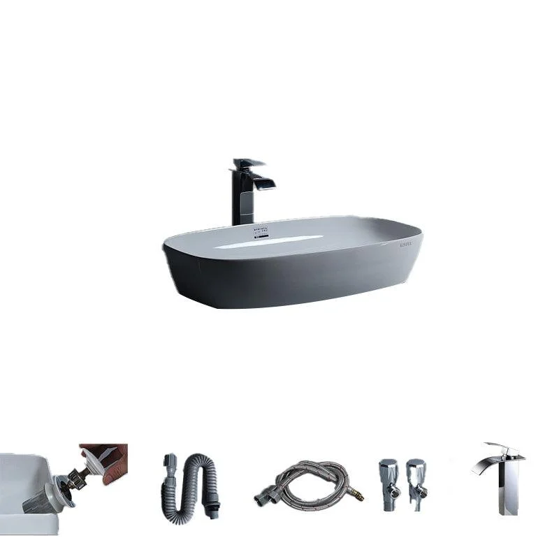 Porcelain Trough Sink Modern Simple Trough Bathroom Sink with Tap Included -Bathlova