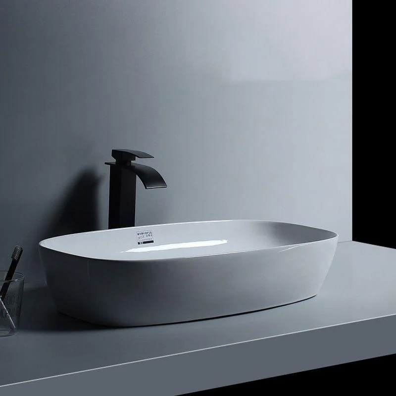 Porcelain Trough Sink Modern Simple Trough Bathroom Sink with Tap Included -Bathlova