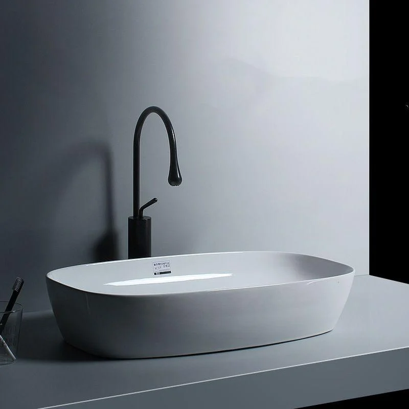 Porcelain Trough Sink Modern Simple Trough Bathroom Sink with Tap Included -Bathlova