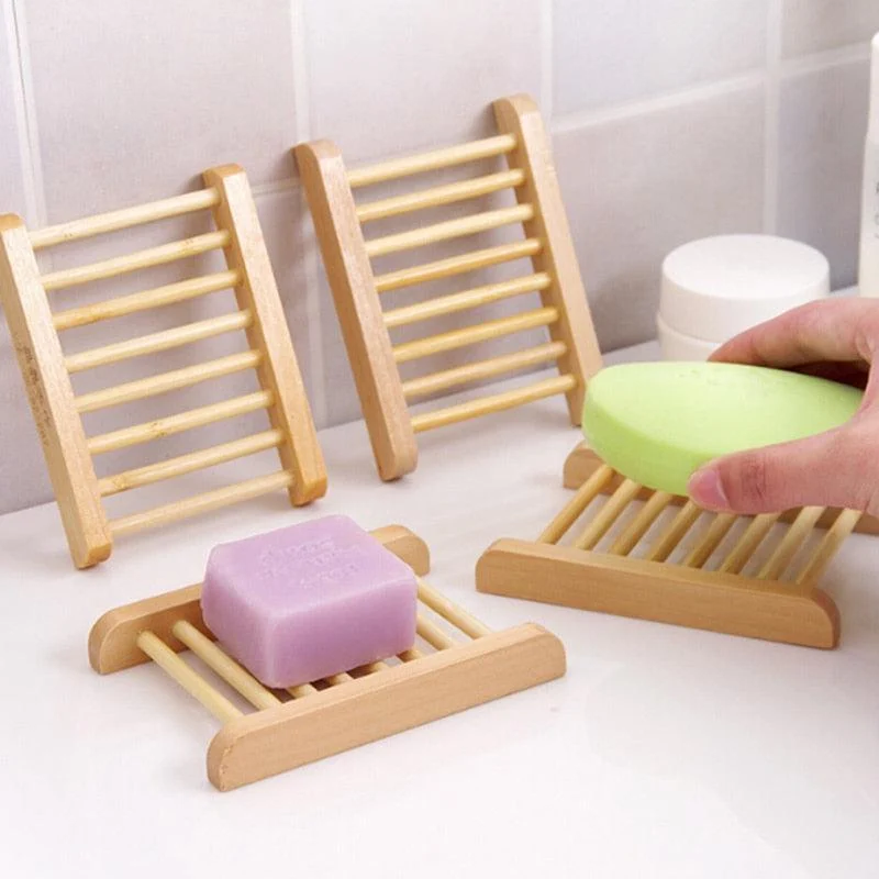 Portable Soap Dishes Natural Wood Soap Tray Holder Dish Soap Storage -Bathlova