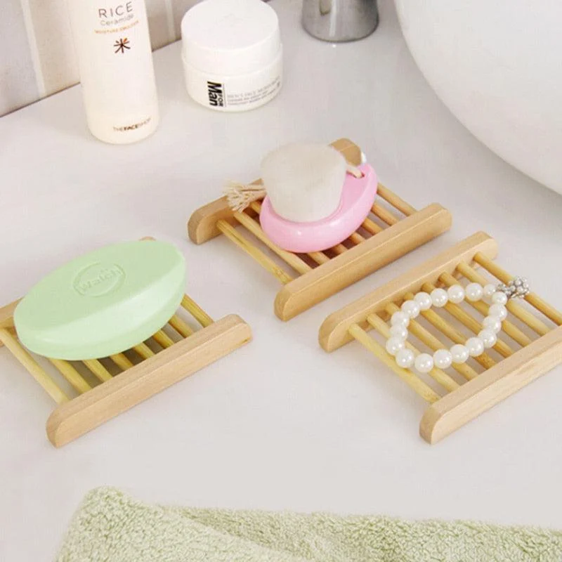 Portable Soap Dishes Natural Wood Soap Tray Holder Dish Soap Storage -Bathlova