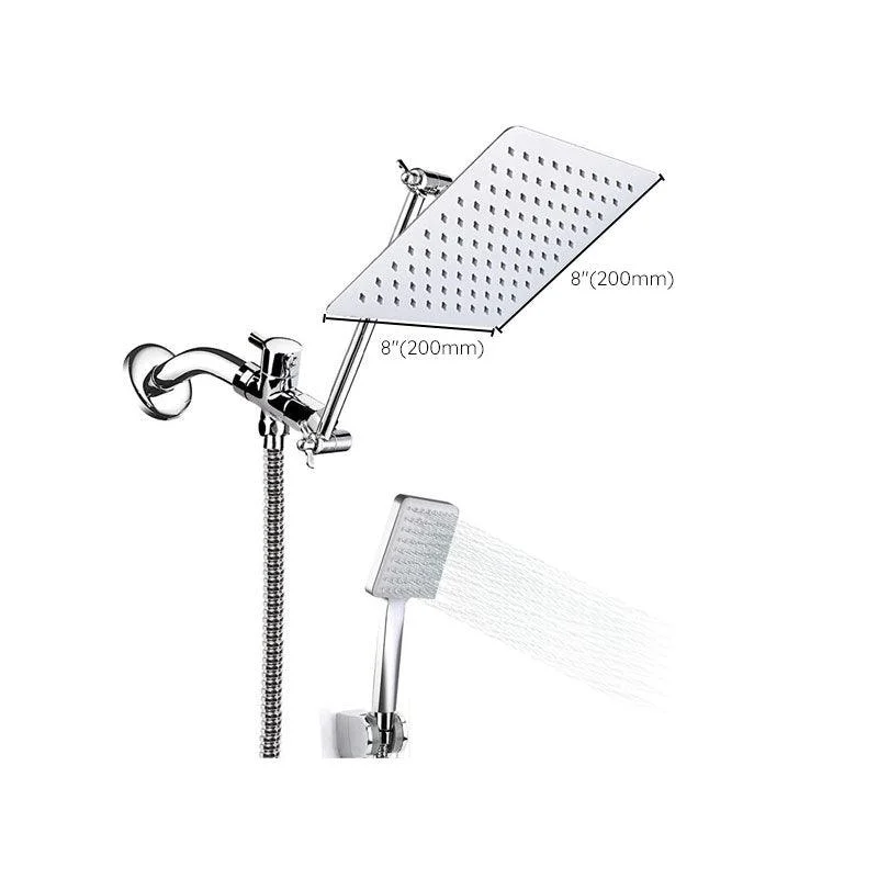 Pull down Dual Shower Head Square High Arch Shower Head Combo in Chrome -Bathlova