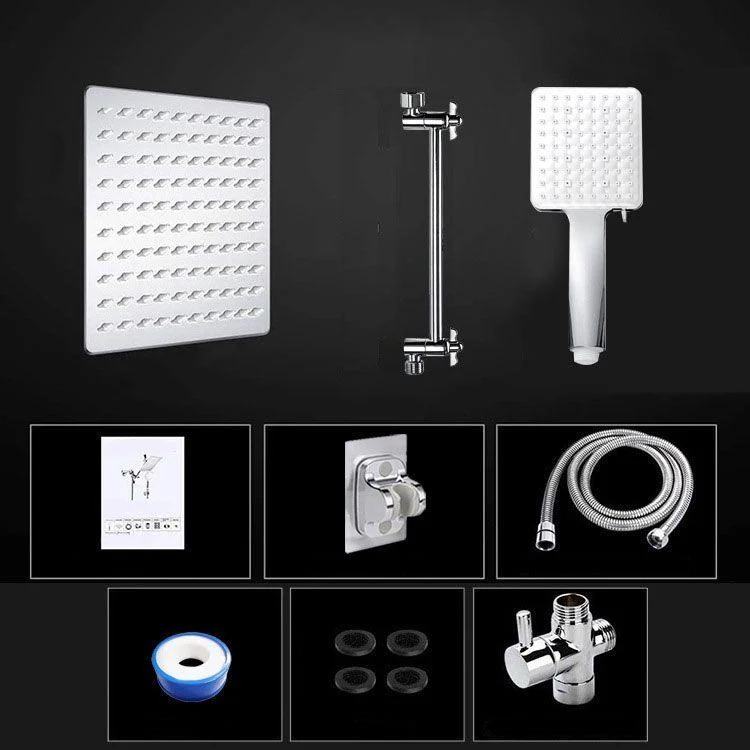 Pull down Dual Shower Head Square High Arch Shower Head Combo in Chrome -Bathlova