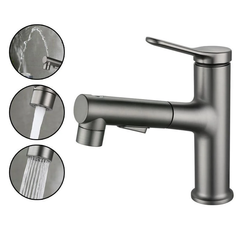 Pull-out Bathroom Sink Tap Brass Contemporary Tap with Water Hose -Bathlova