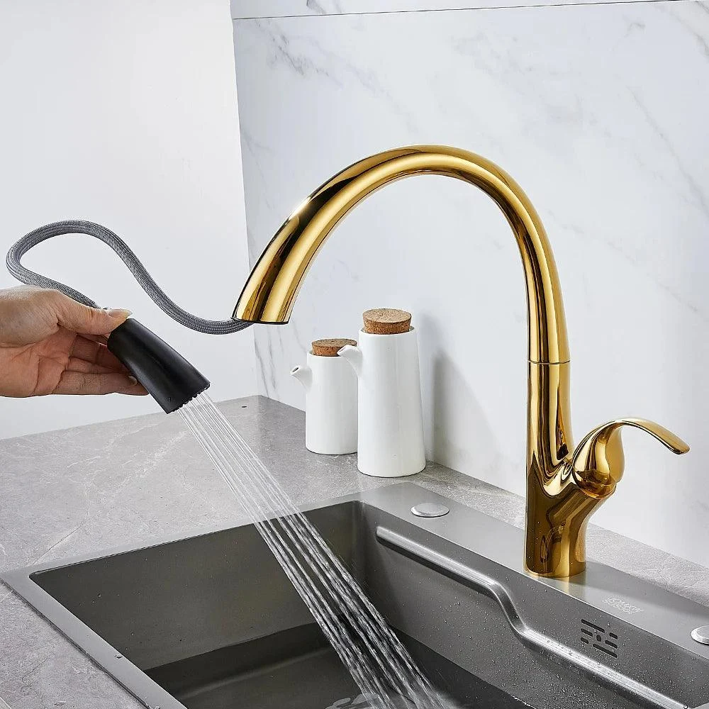 Pull Out Kitchen Tap Single Lever Pull Out Hot and Cold Water Tap -Bathlova