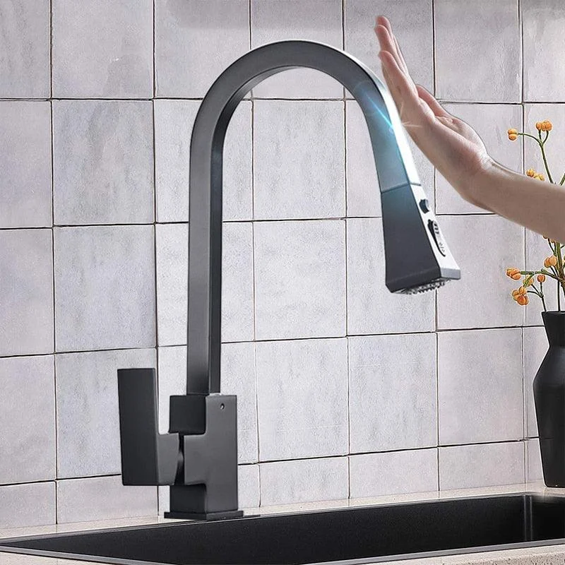 Pull Out Sensor Kitchen Tap Stainless Steel Smart Induction Mixed Tap -Bathlova