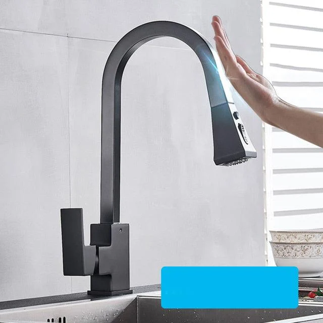 Pull Out Sensor Kitchen Tap Stainless Steel Smart Induction Mixed Tap -Bathlova