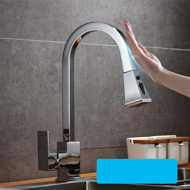 Pull Out Sensor Kitchen Tap Stainless Steel Smart Induction Mixed Tap -Bathlova