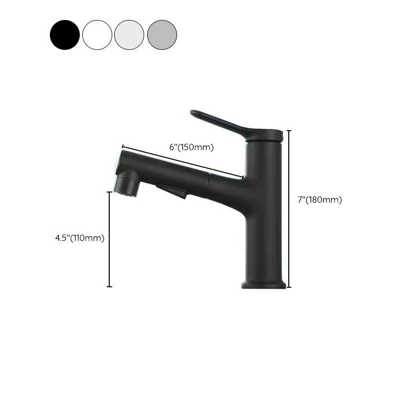 Pull-out Simple Bathroom Sink Tap 1 Hole Single Handle Tap -Bathlova