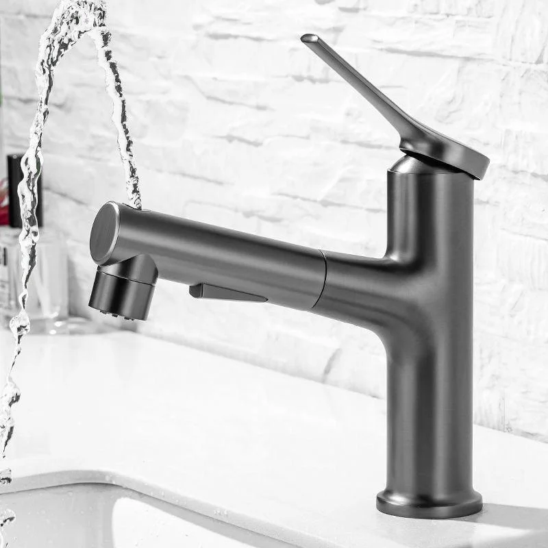 Pull-out Simple Bathroom Sink Tap 1 Hole Single Handle Tap -Bathlova