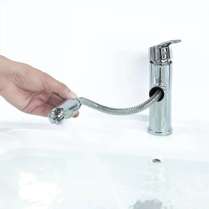 Pull-out Spray Bathroom Tap with Single Handle in Polished Chrome -Bathlova