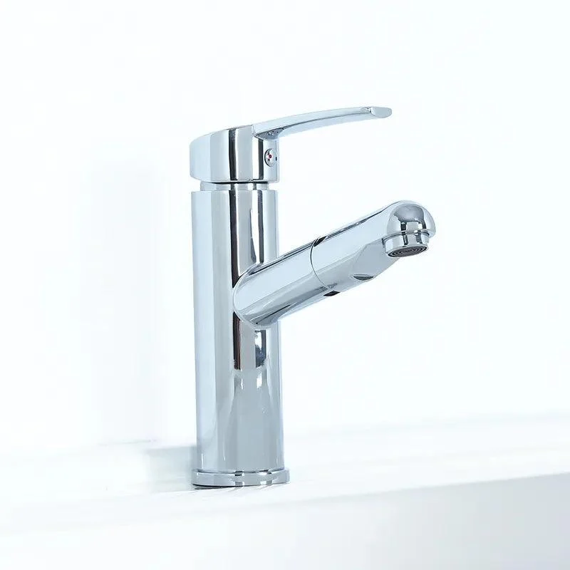 Pull-out Spray Bathroom Tap with Single Handle in Polished Chrome -Bathlova