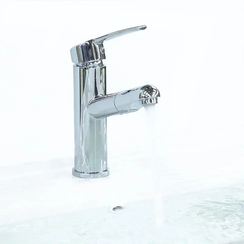 Pull-out Spray Bathroom Tap with Single Handle in Polished Chrome -Bathlova