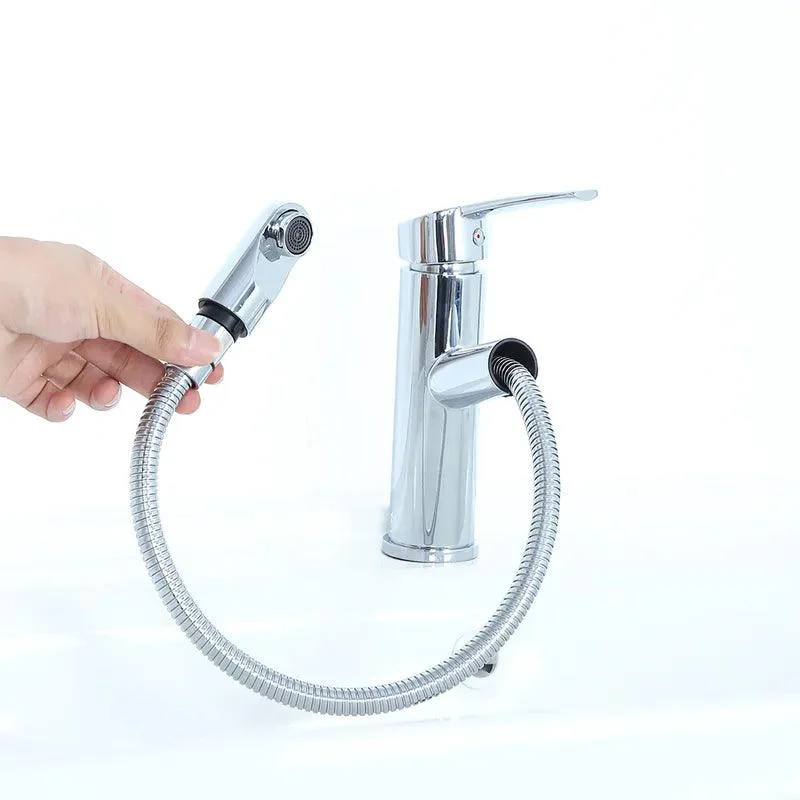 Pull-out Spray Bathroom Tap with Single Handle in Polished Chrome -Bathlova